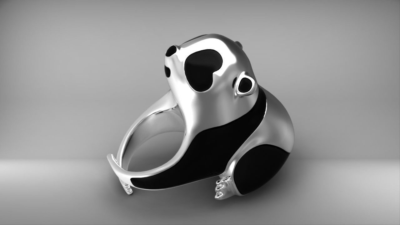 Panda ring  Enamel Nature jewelry Animal jewellery 3dm stl file 3D print model_19