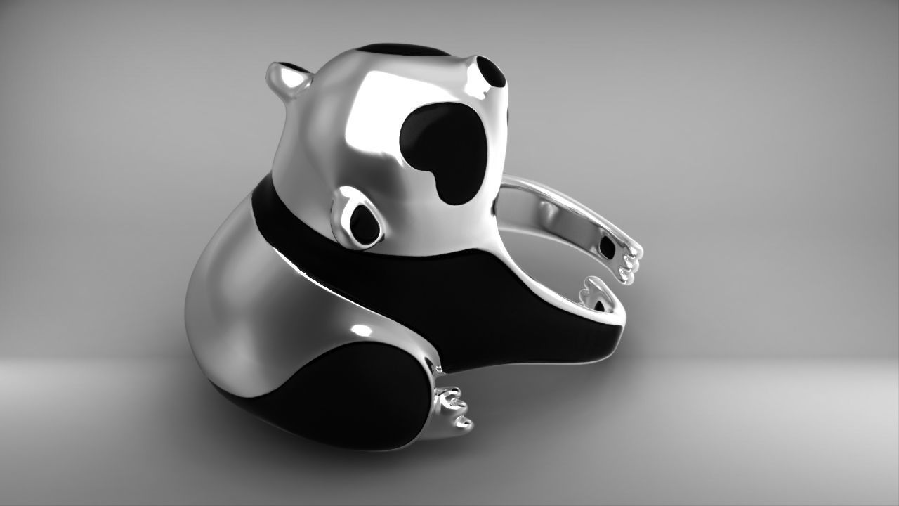 Panda ring  Enamel Nature jewelry Animal jewellery 3dm stl file 3D print model_5
