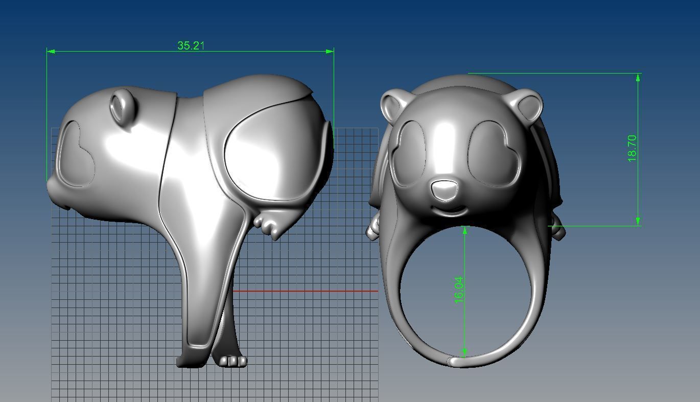 Panda ring  Enamel Nature jewelry Animal jewellery 3dm stl file 3D print model_14