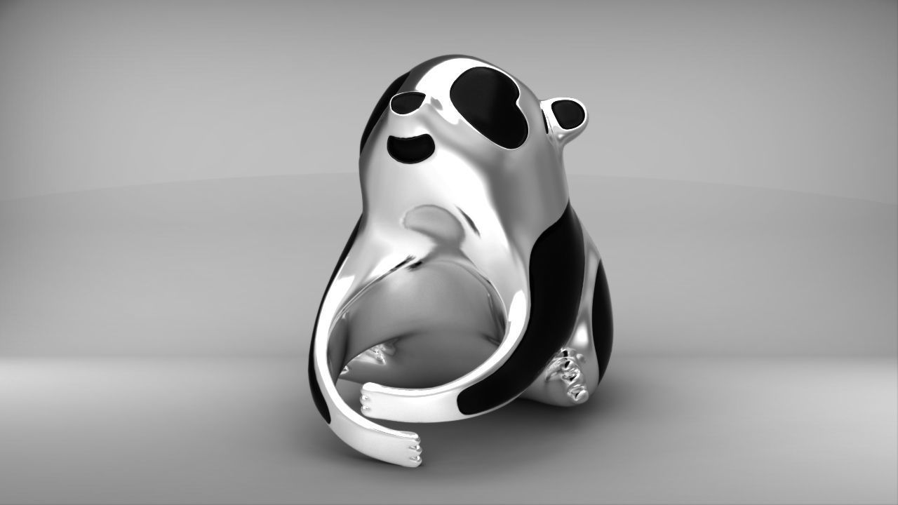 Panda ring  Enamel Nature jewelry Animal jewellery 3dm stl file 3D print model_2