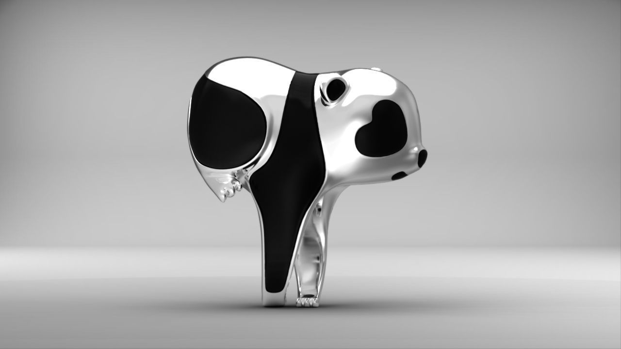 Panda ring  Enamel Nature jewelry Animal jewellery 3dm stl file 3D print model_18