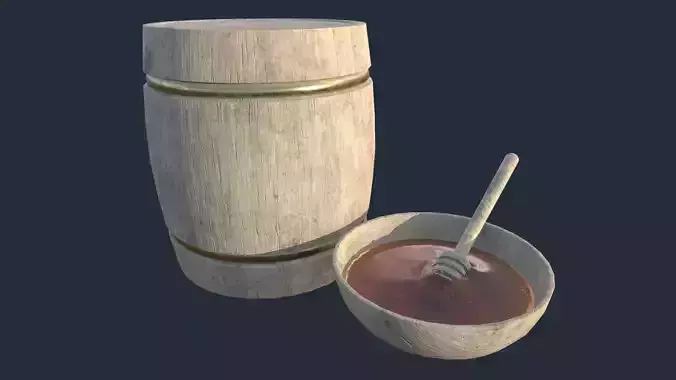 Honey wood barell  plate and spoon