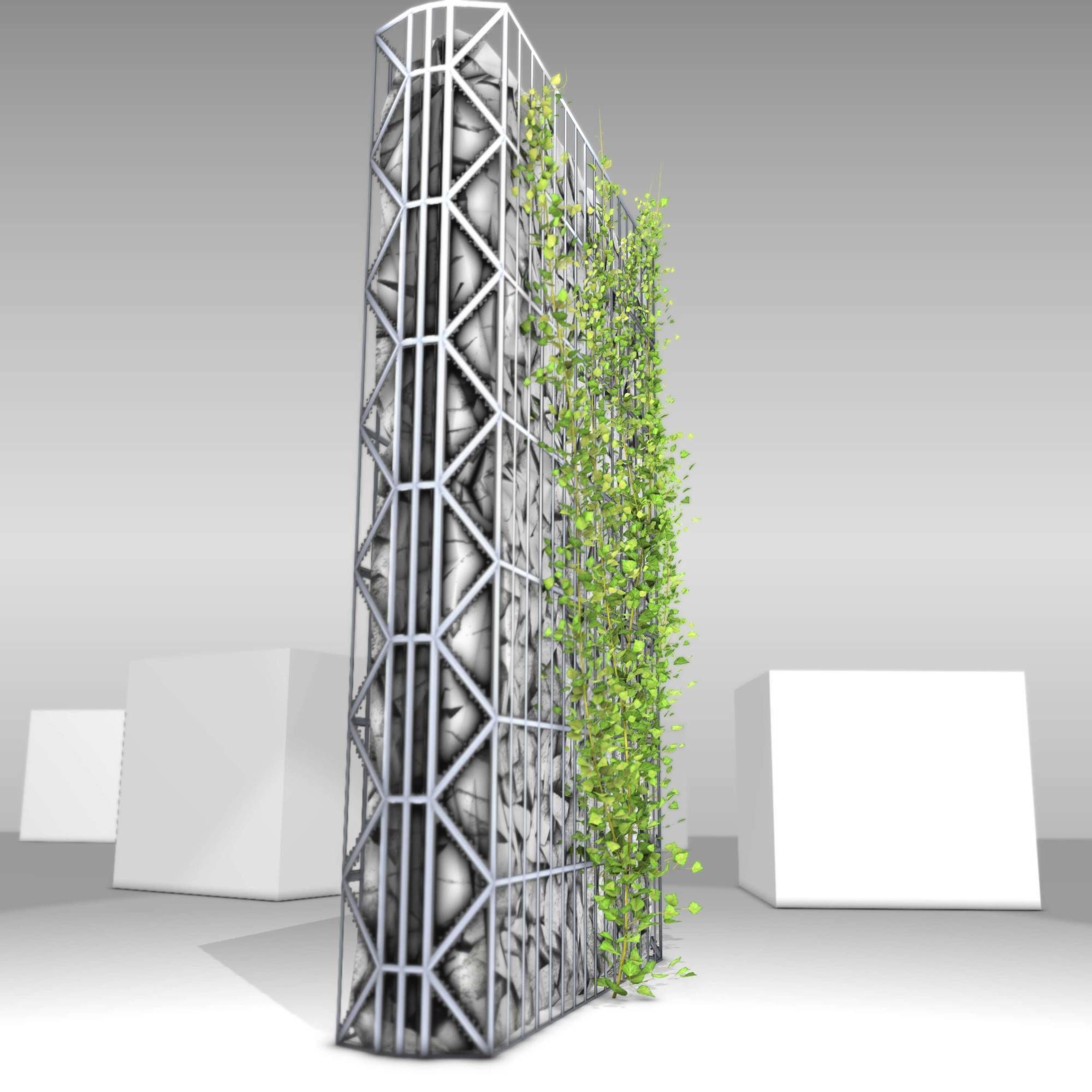 Ivy Vine on Gabion Wall - Version 2 Low-poly 3D model_22