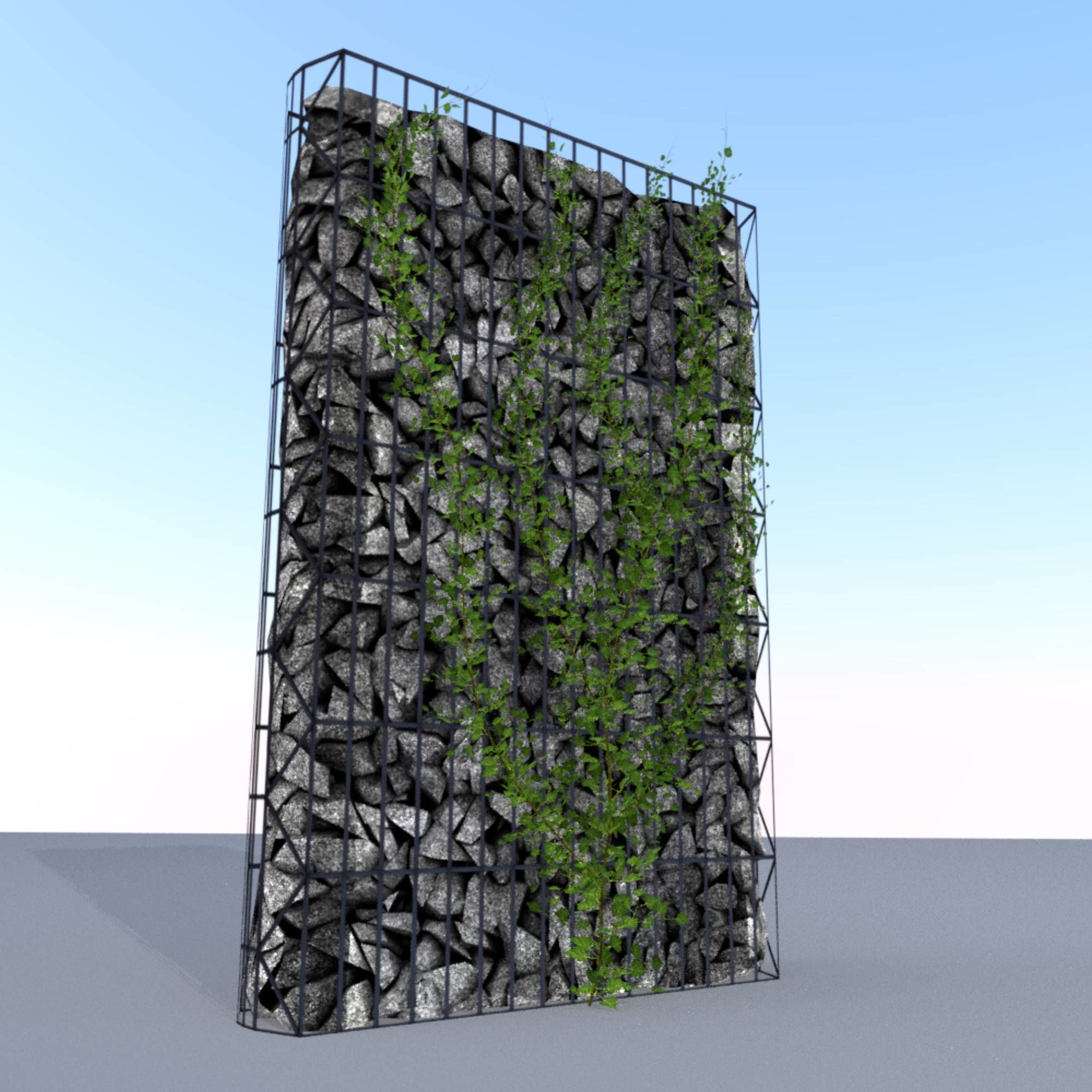 Ivy Vine on Gabion Wall - Version 2 Low-poly 3D model_9