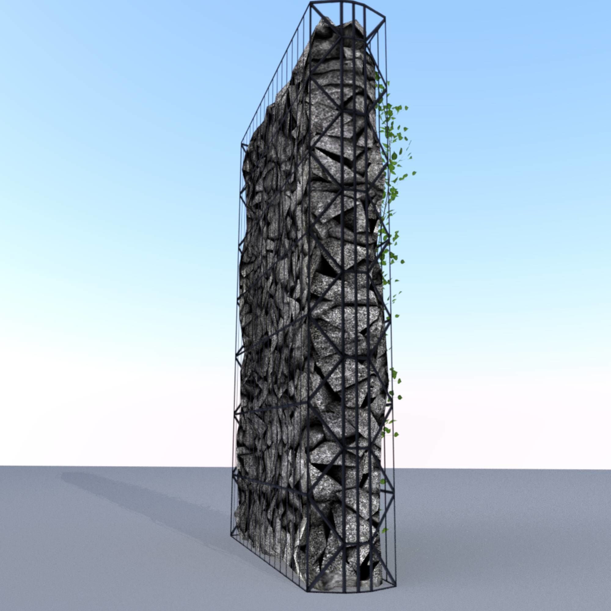Ivy Vine on Gabion Wall - Version 2 Low-poly 3D model_10