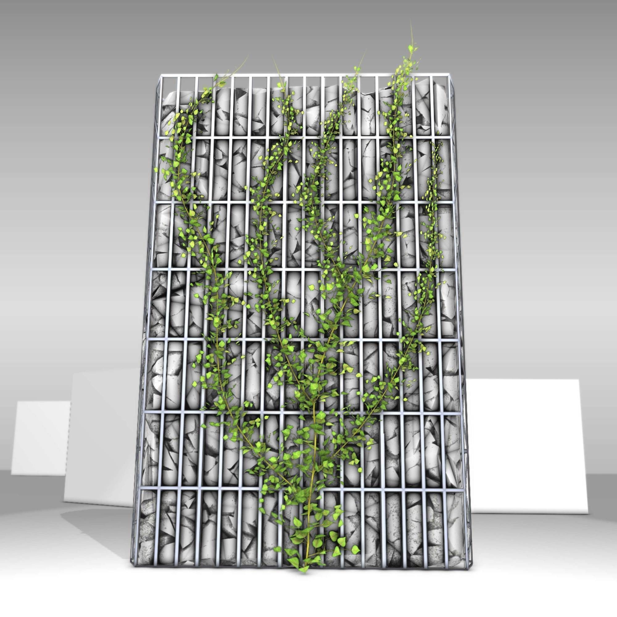 Ivy Vine on Gabion Wall - Version 2 Low-poly 3D model_2