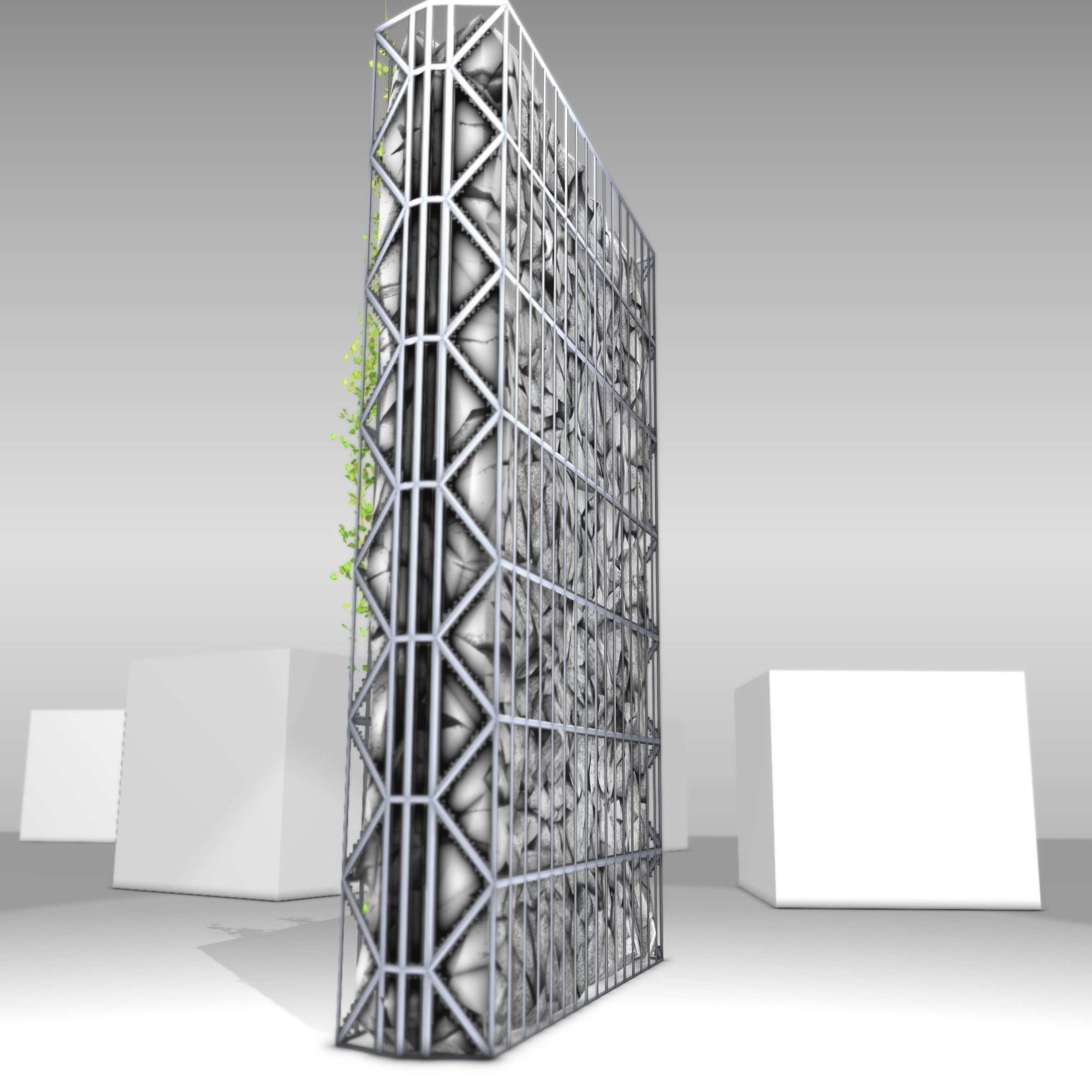 Ivy Vine on Gabion Wall - Version 2 Low-poly 3D model_19