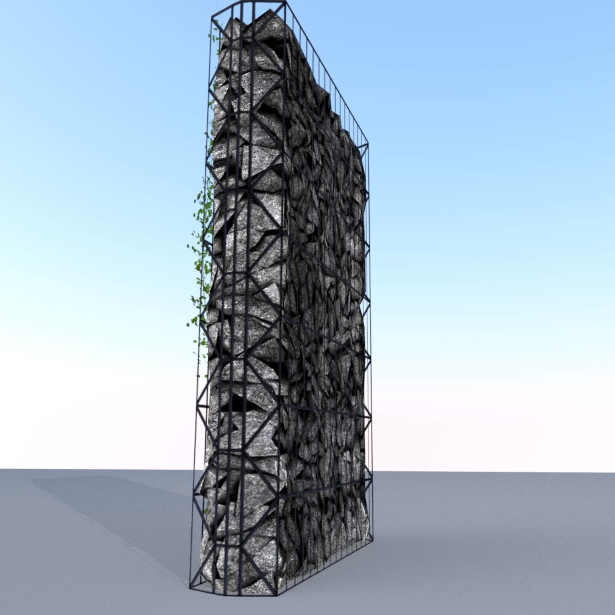 Ivy Vine on Gabion Wall - Version 2 Low-poly 3D model_21