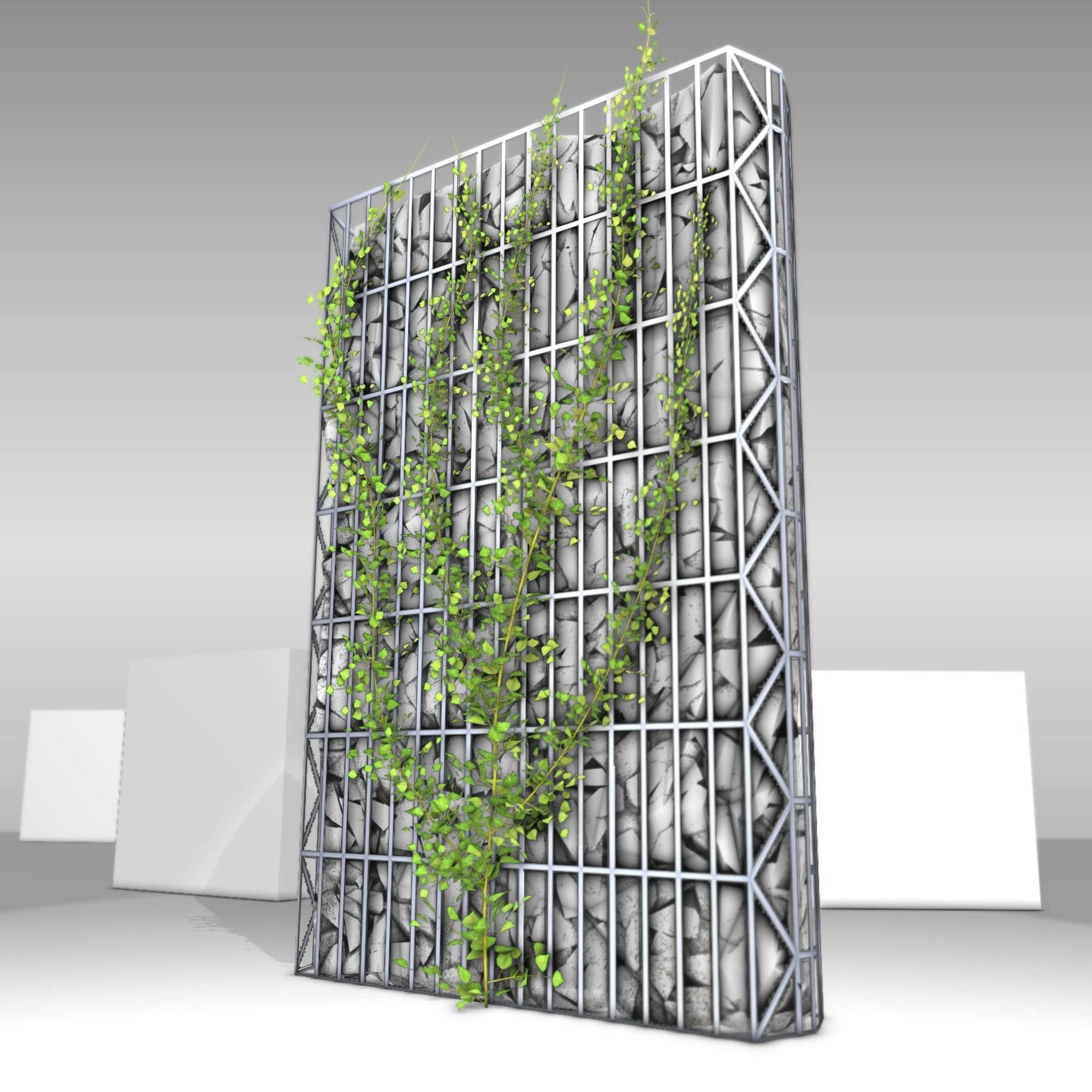 Ivy Vine on Gabion Wall - Version 2 Low-poly 3D model_30