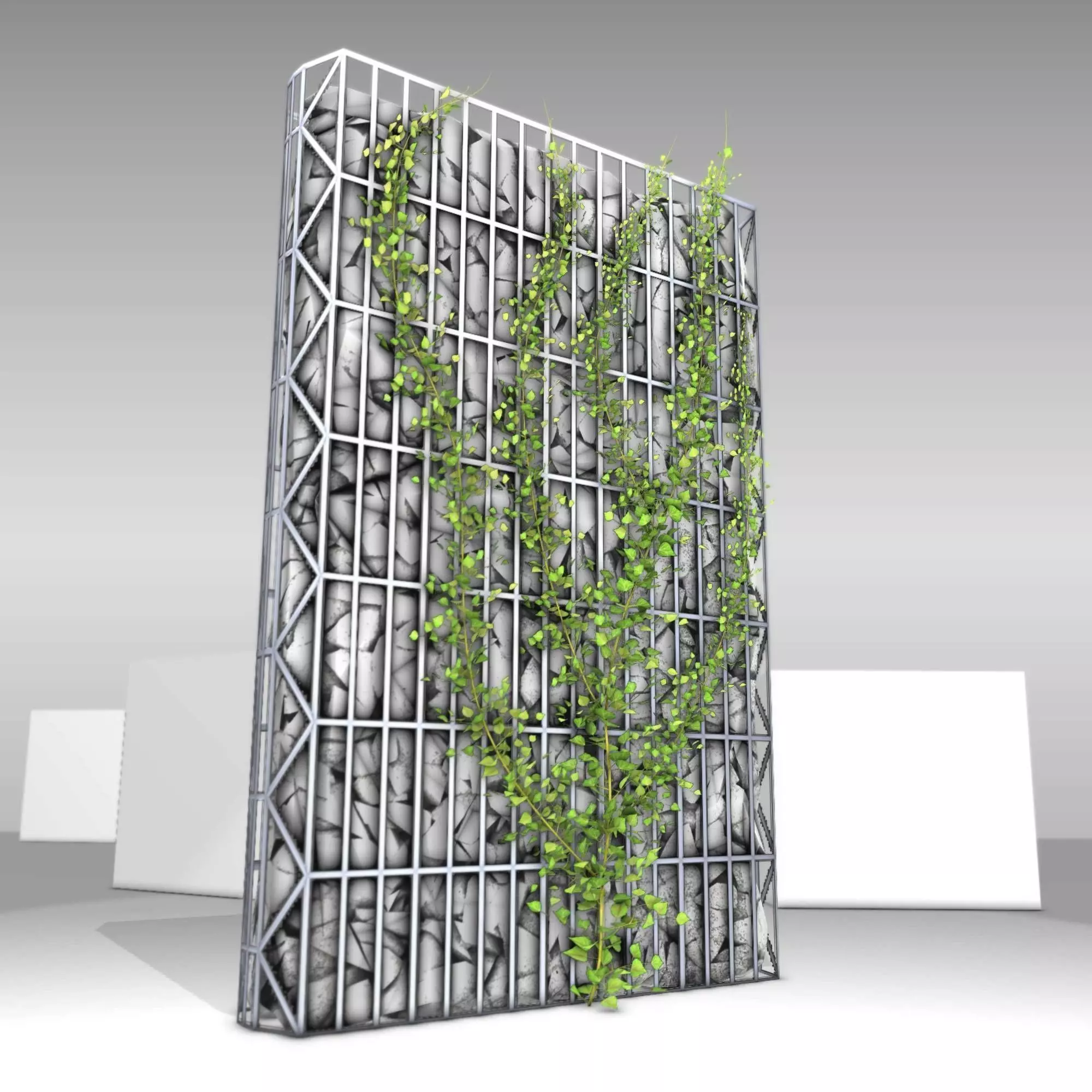 Ivy Vine on Gabion Wall - Version 2 Low-poly 3D model_0