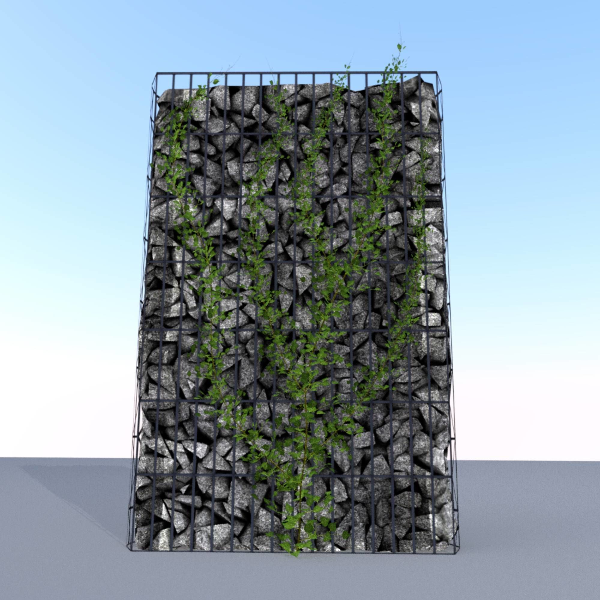 Ivy Vine on Gabion Wall - Version 2 Low-poly 3D model_3