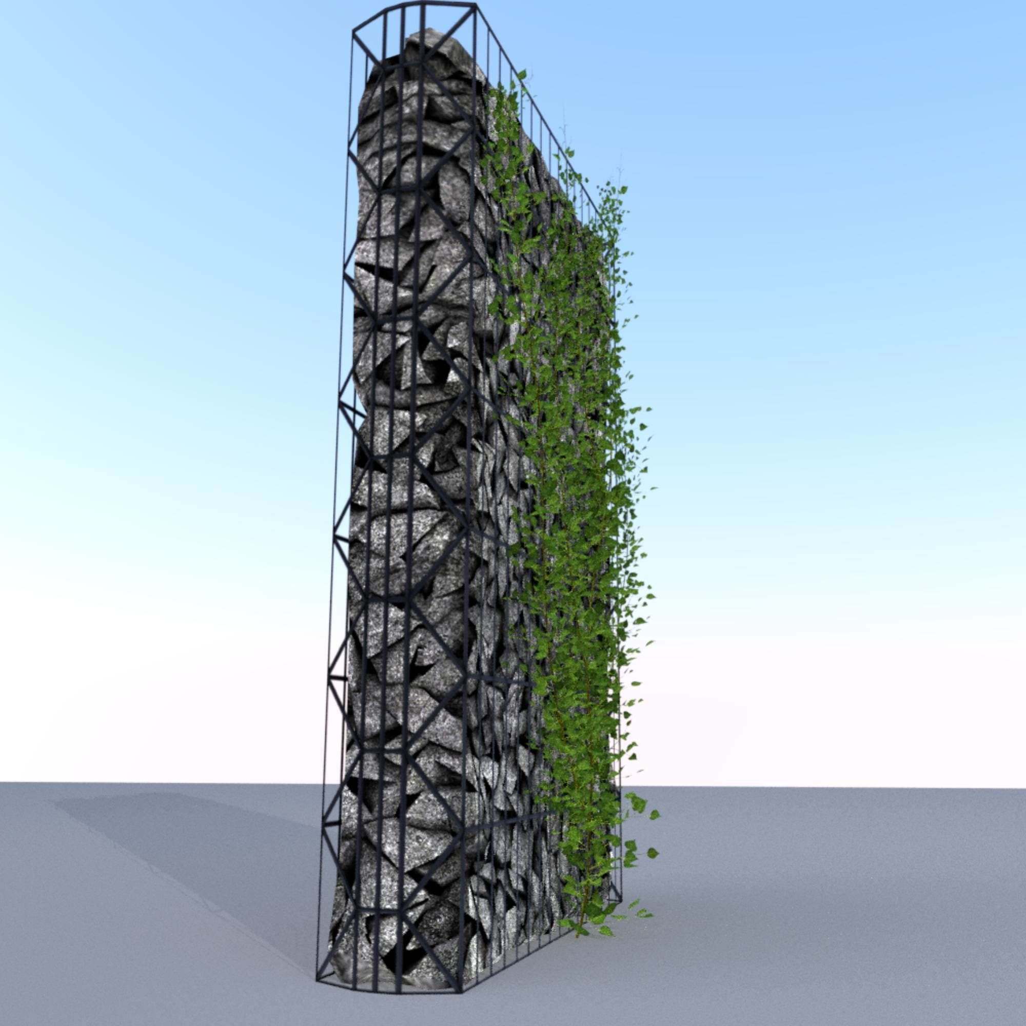 Ivy Vine on Gabion Wall - Version 2 Low-poly 3D model_8