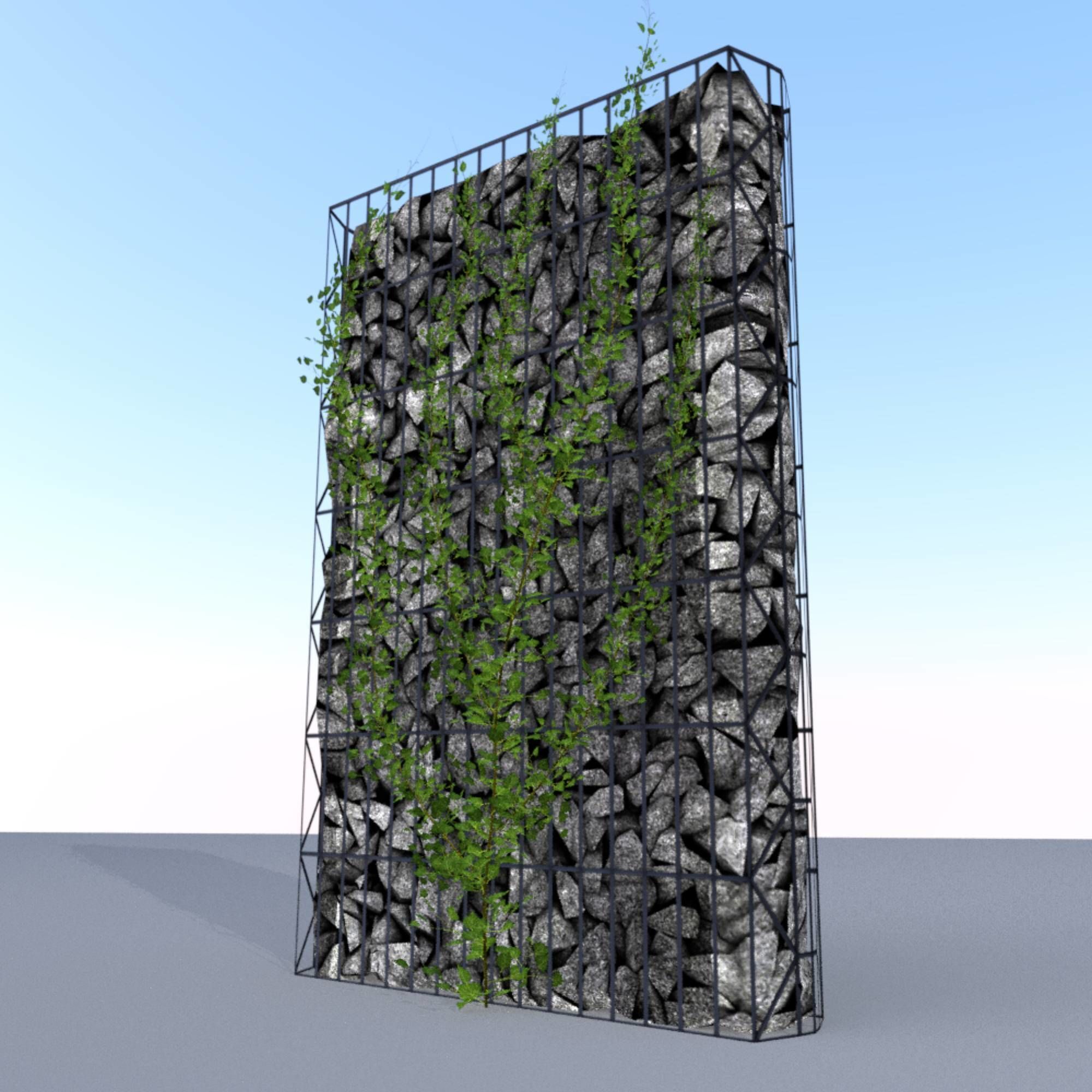 Ivy Vine on Gabion Wall - Version 2 Low-poly 3D model_28