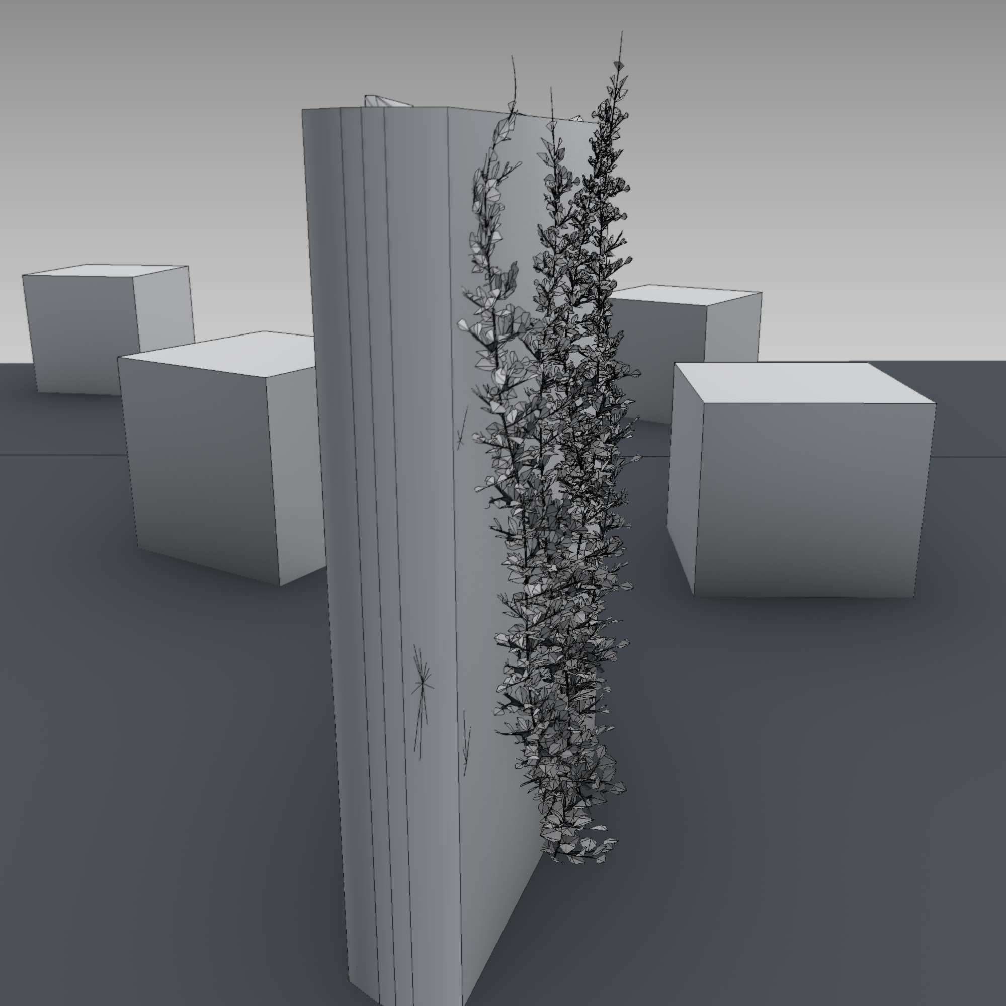 Ivy Vine on Gabion Wall - Version 2 Low-poly 3D model_6