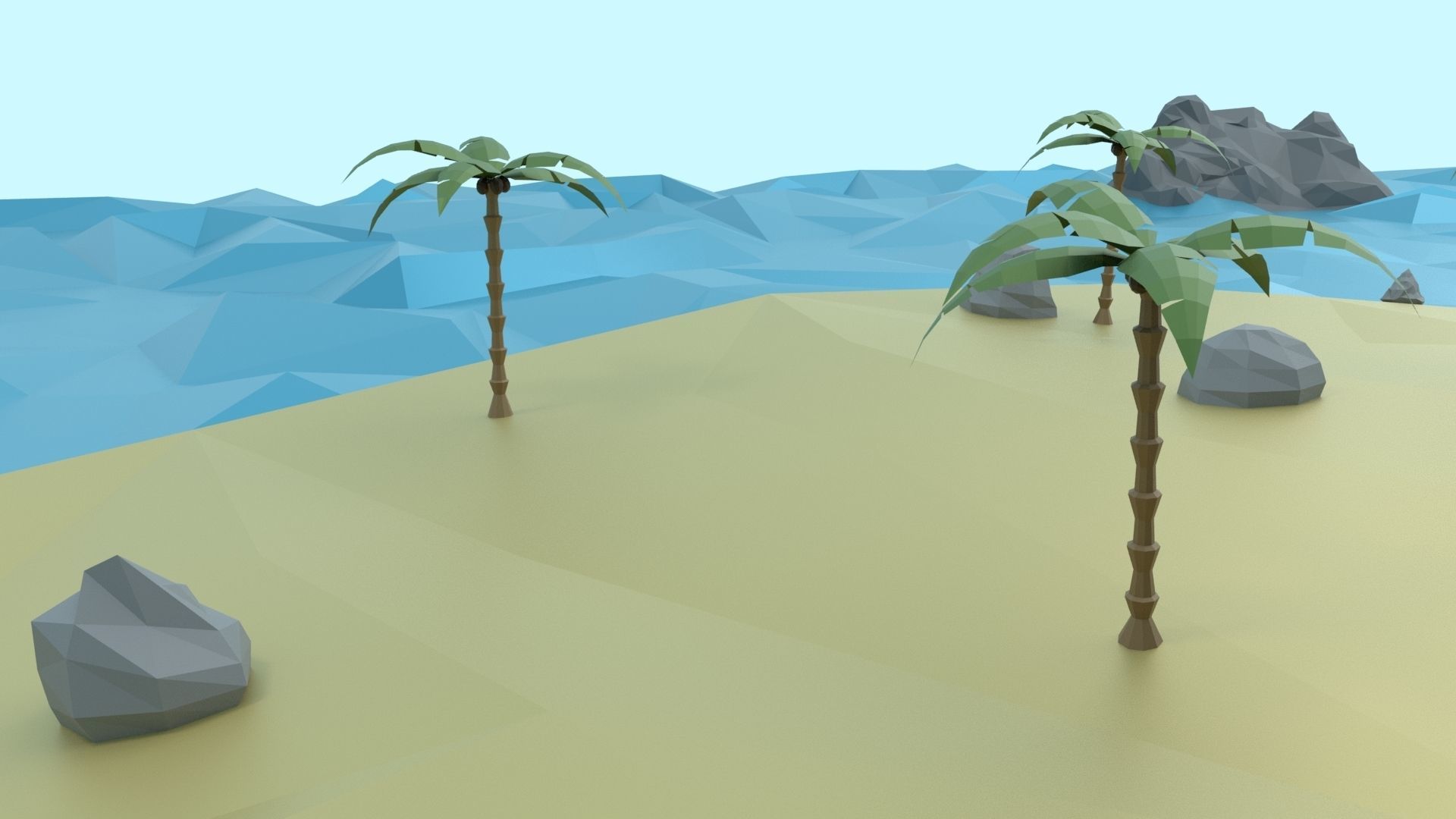 Low Poly Tropical Island Low-poly 3D model_42