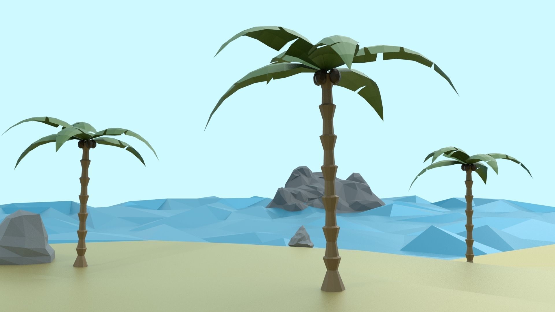 Low Poly Tropical Island Low-poly 3D model_55