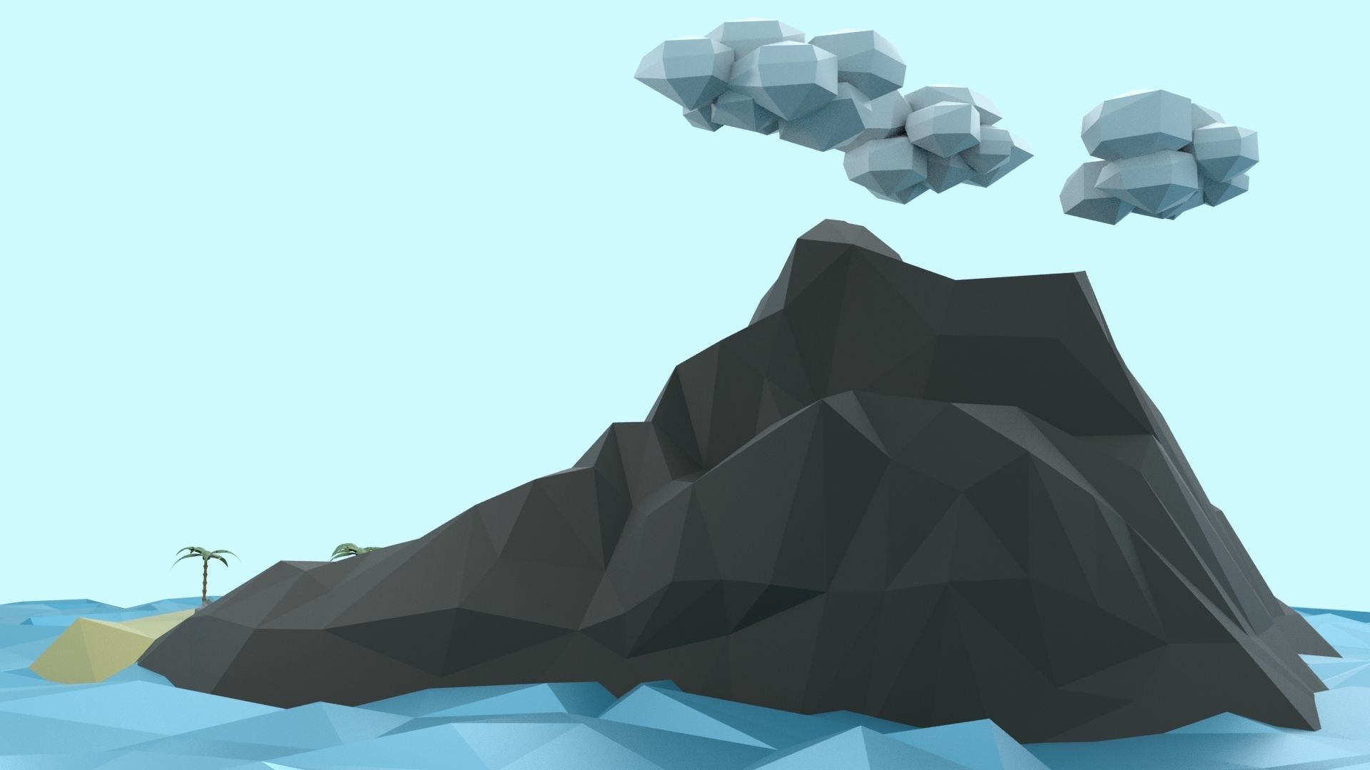 Low Poly Tropical Island Low-poly 3D model_20