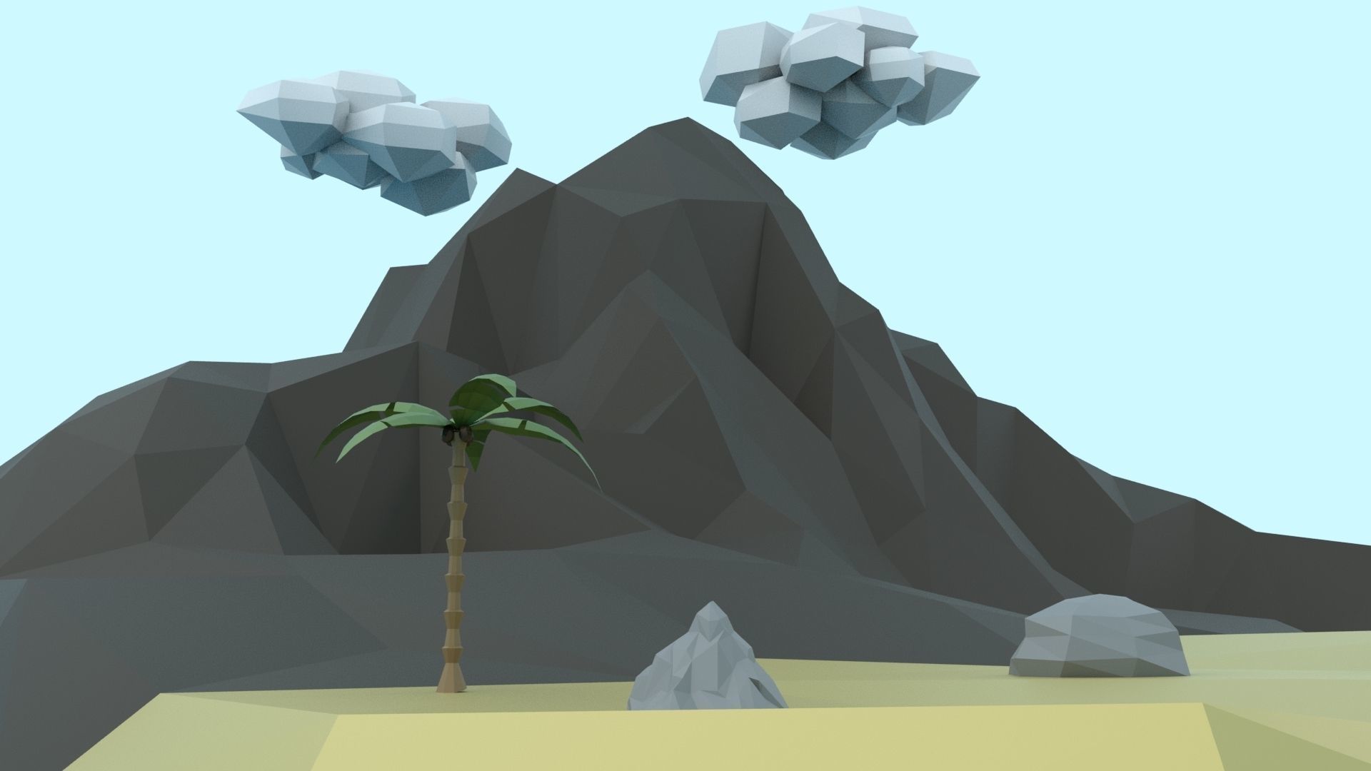 Low Poly Tropical Island Low-poly 3D model_38