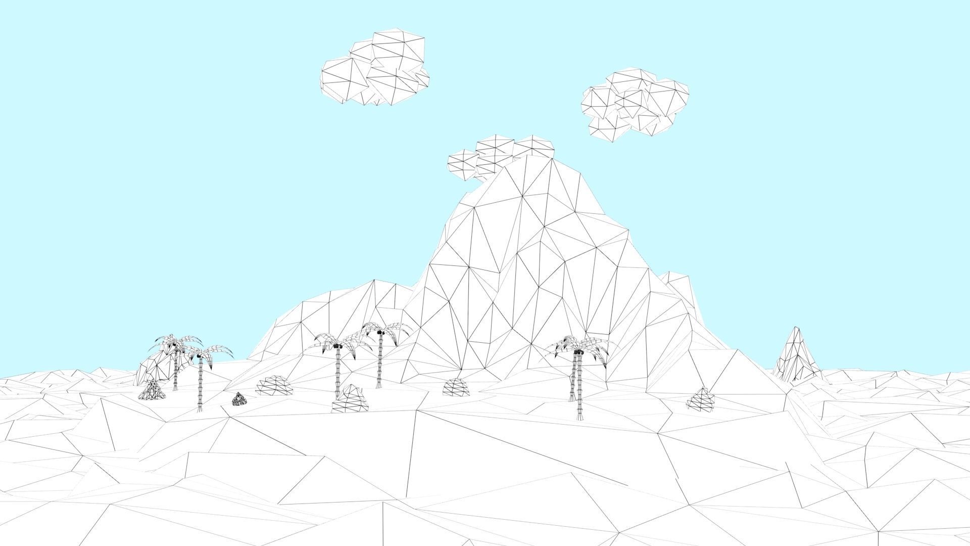 Low Poly Tropical Island Low-poly 3D model_11