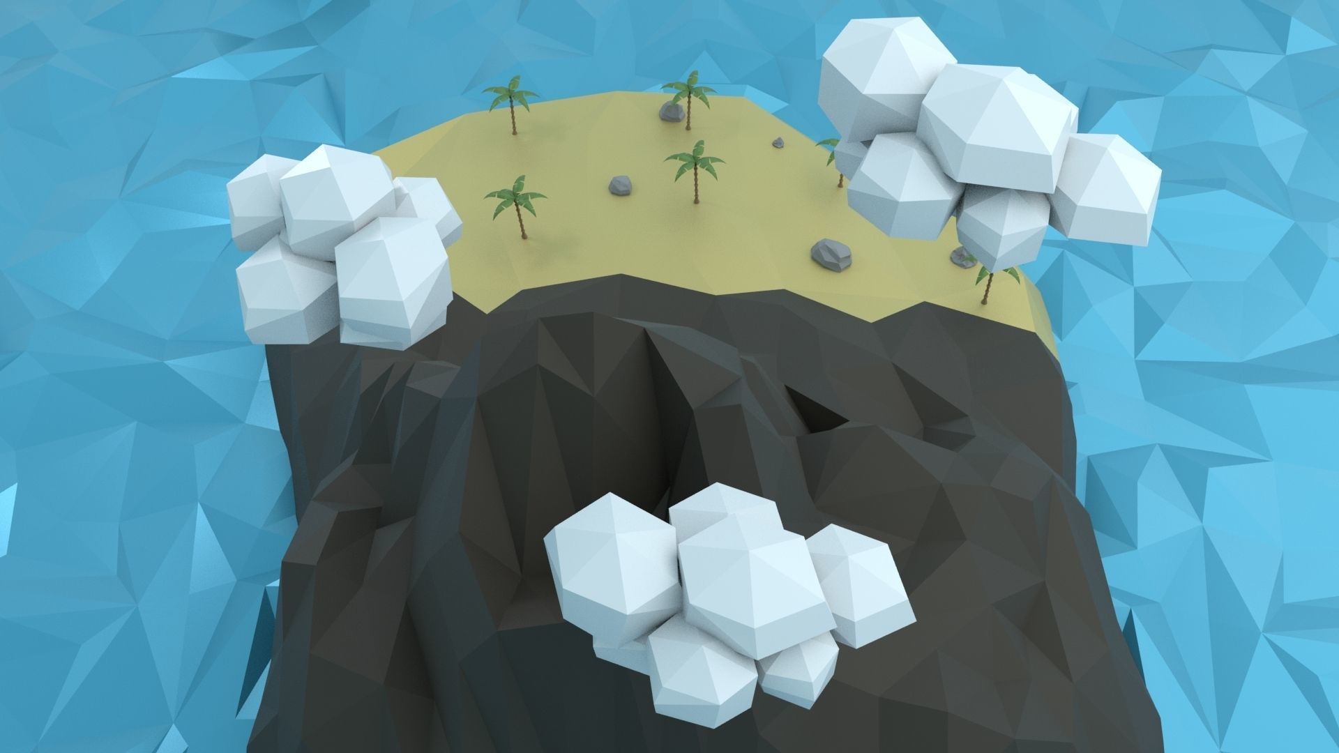 Low Poly Tropical Island Low-poly 3D model_40