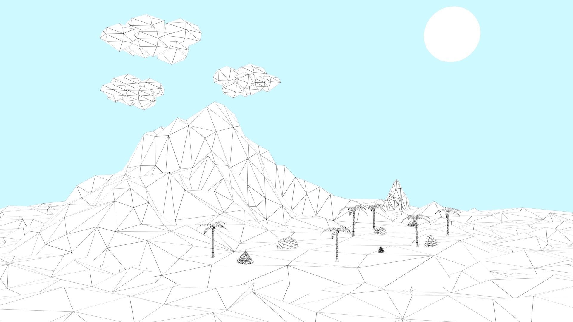 Low Poly Tropical Island Low-poly 3D model_3