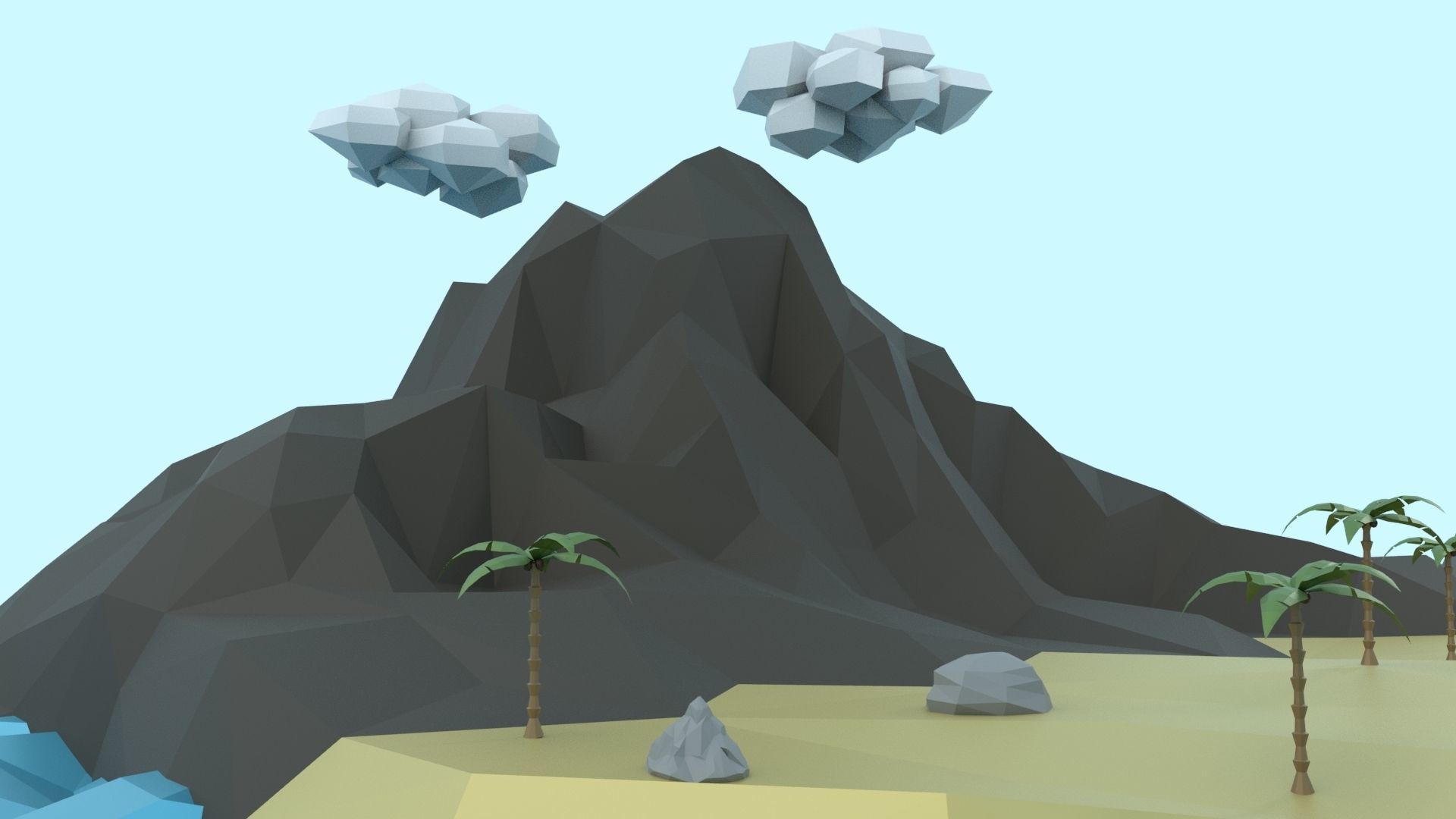 Low Poly Tropical Island Low-poly 3D model_46