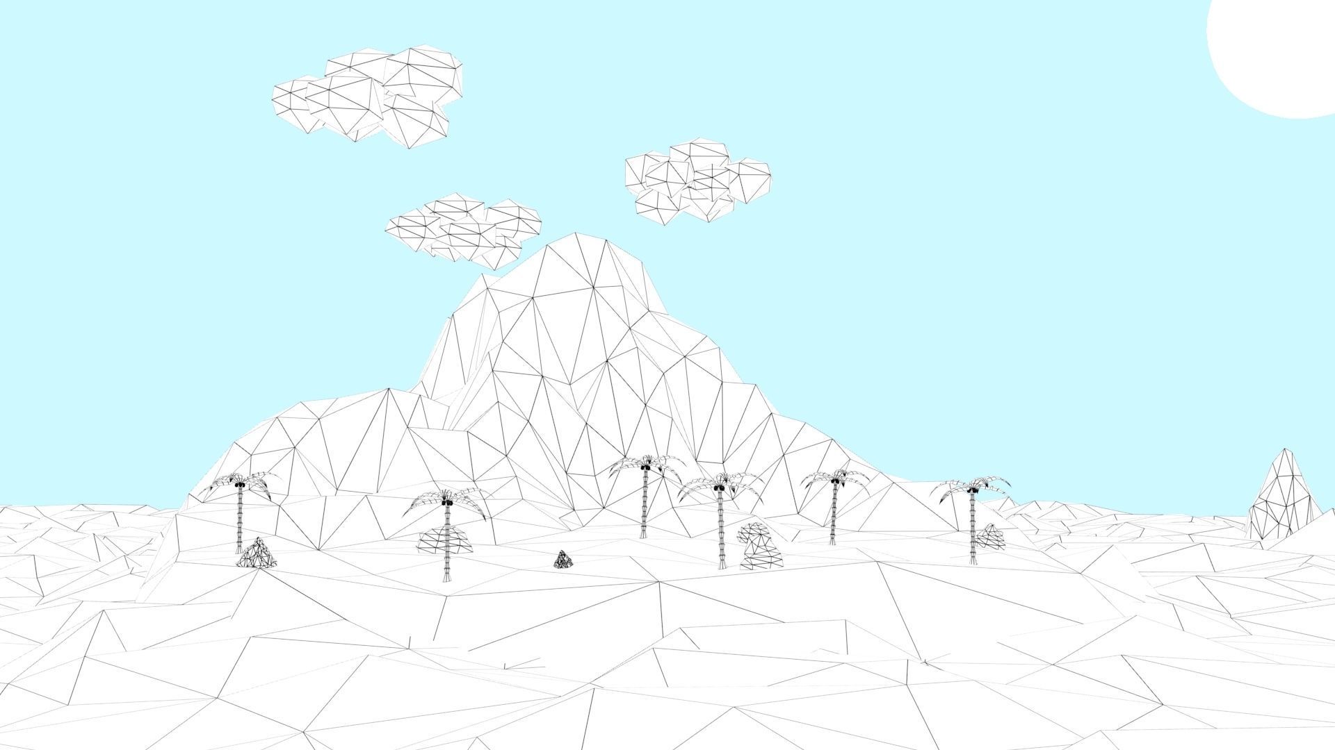 Low Poly Tropical Island Low-poly 3D model_7