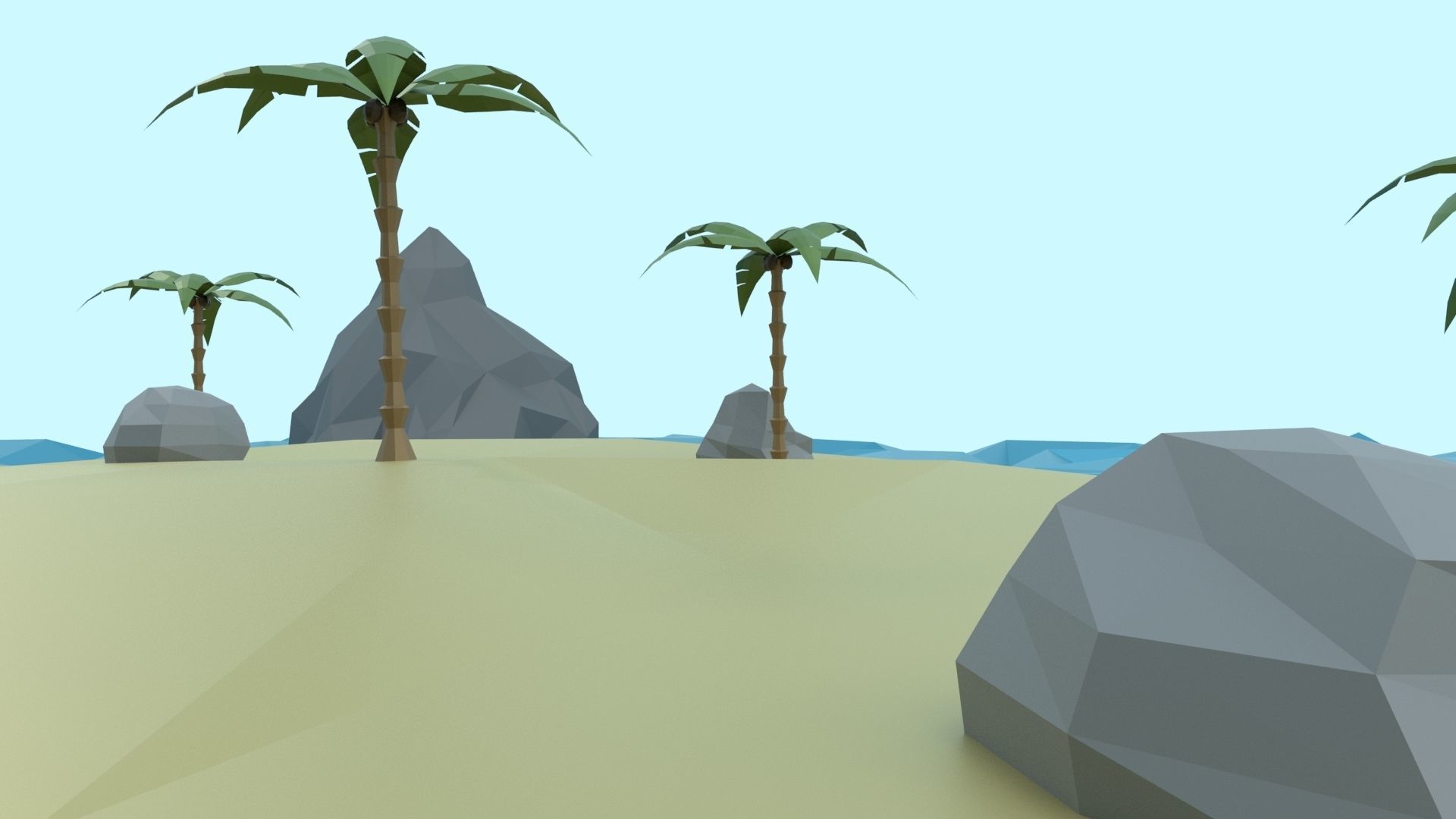 Low Poly Tropical Island Low-poly 3D model_53