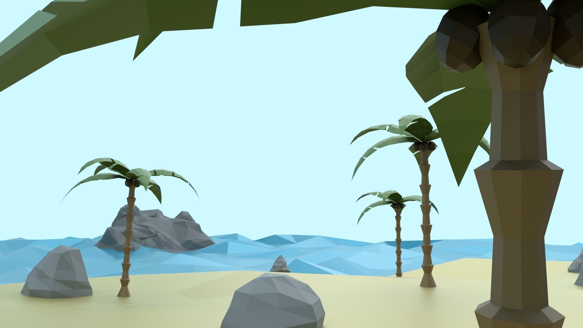 Low Poly Tropical Island Low-poly 3D model_57