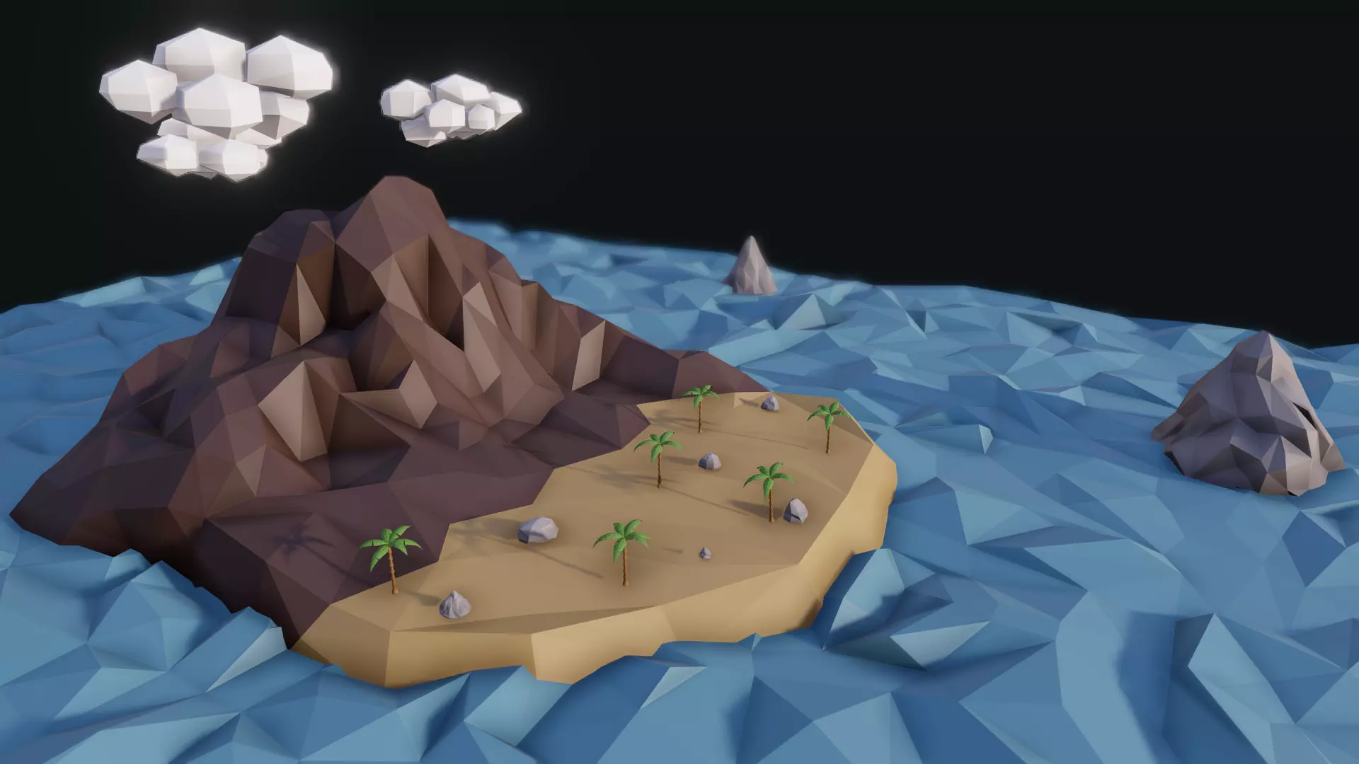 Low Poly Tropical Island Low-poly 3D model_0
