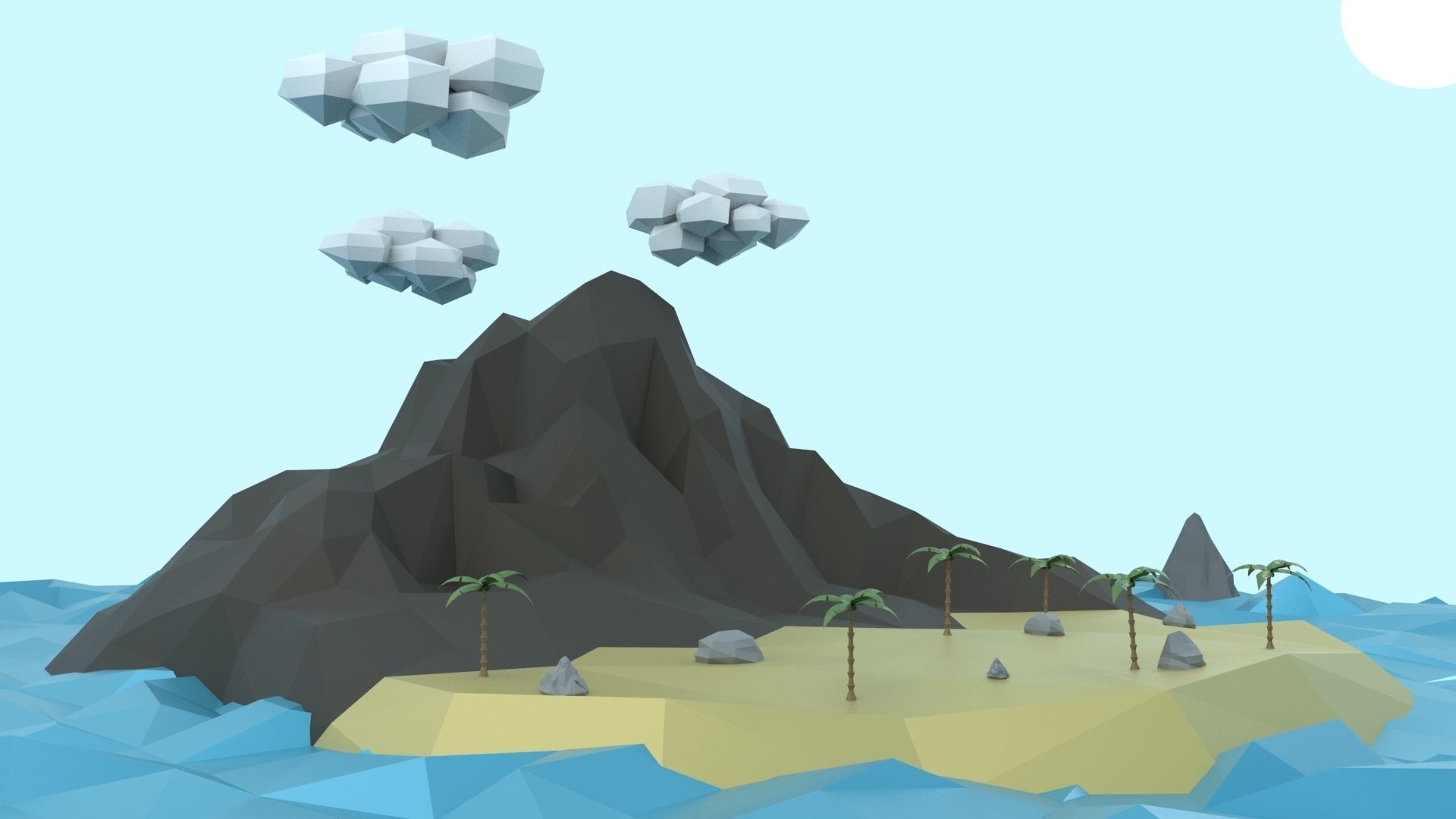 Low Poly Tropical Island Low-poly 3D model_56