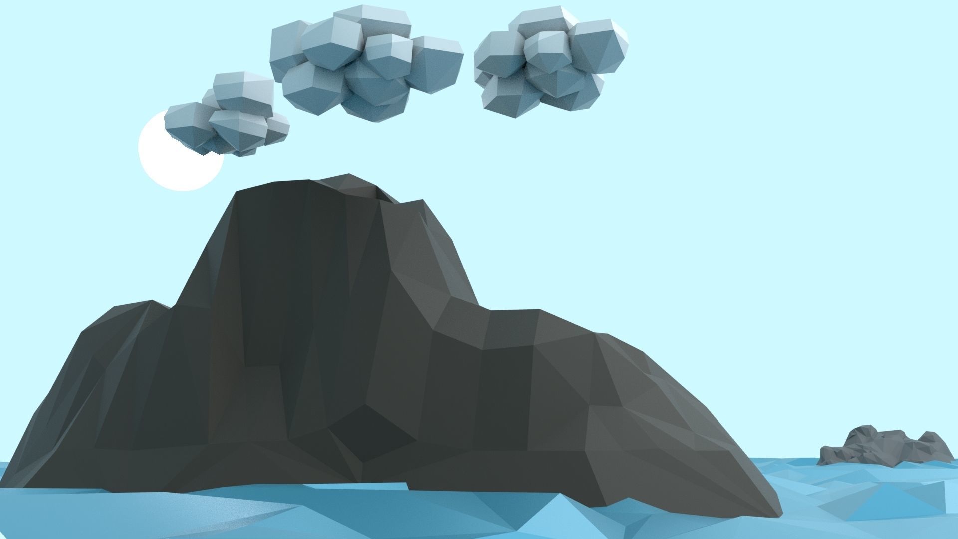 Low Poly Tropical Island Low-poly 3D model_28