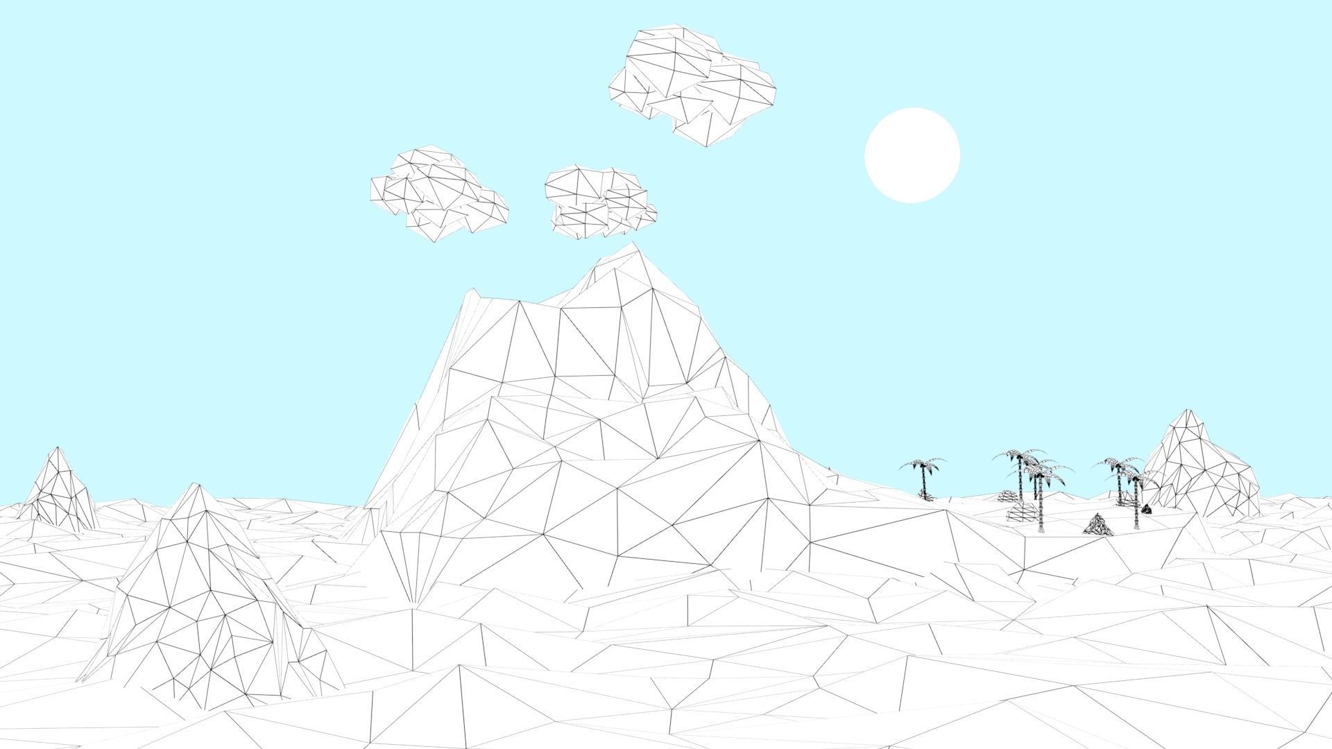 Low Poly Tropical Island Low-poly 3D model_35