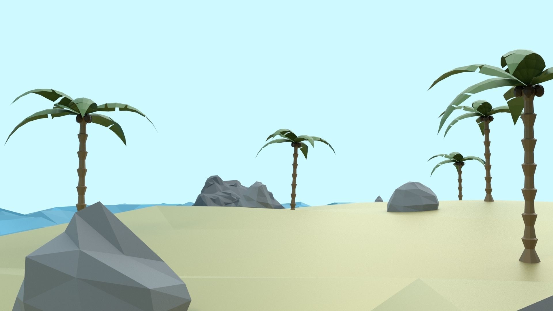 Low Poly Tropical Island Low-poly 3D model_44
