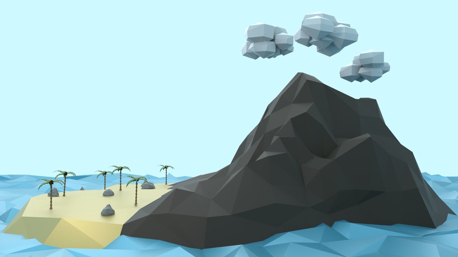 Low Poly Tropical Island Low-poly 3D model_16