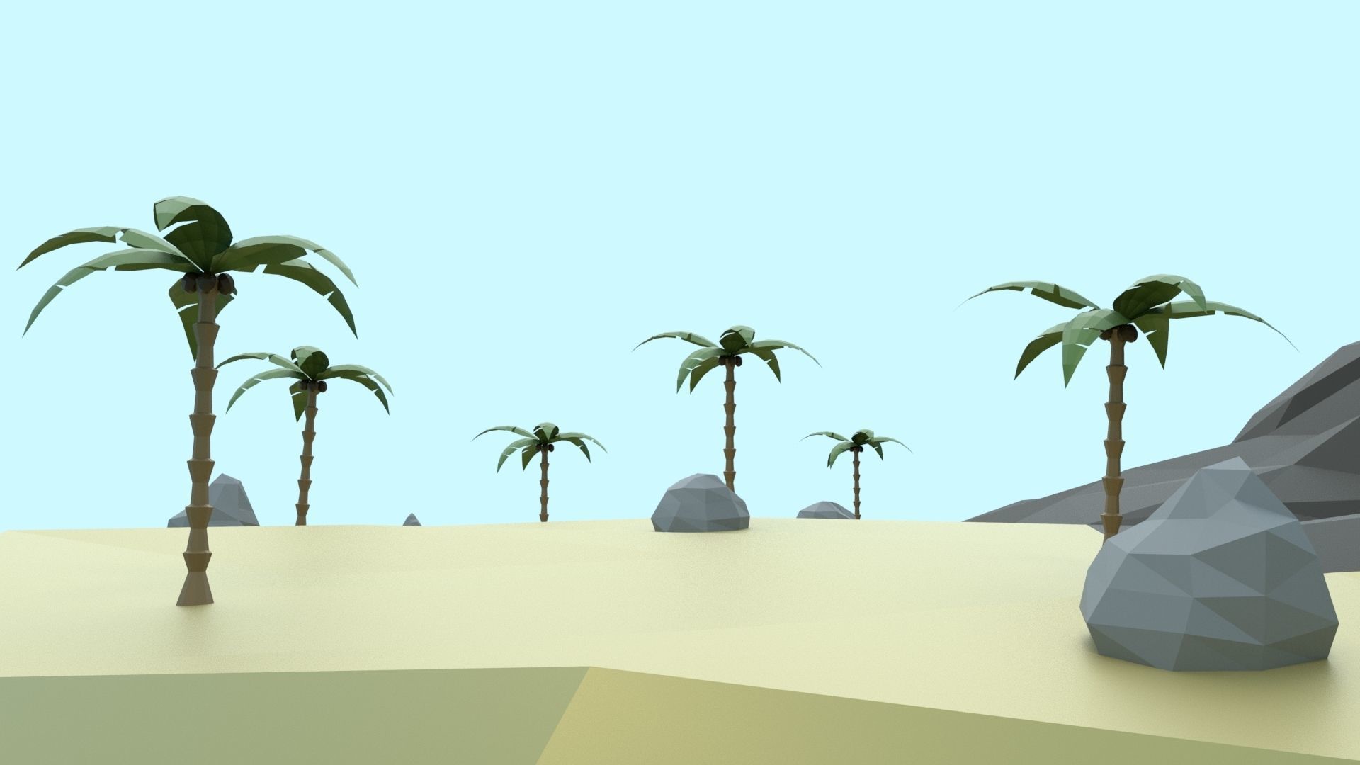 Low Poly Tropical Island Low-poly 3D model_48