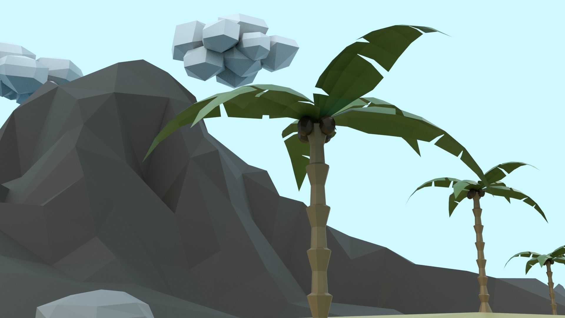 Low Poly Tropical Island Low-poly 3D model_54