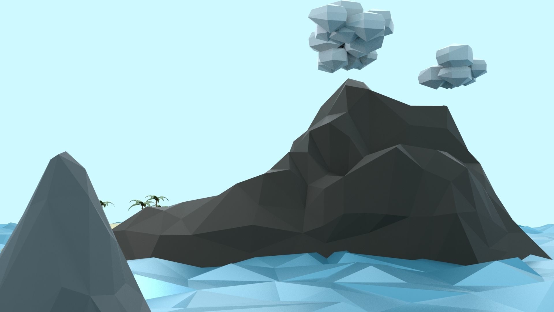 Low Poly Tropical Island Low-poly 3D model_18