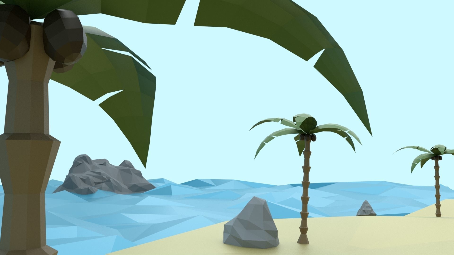 Low Poly Tropical Island Low-poly 3D model_51