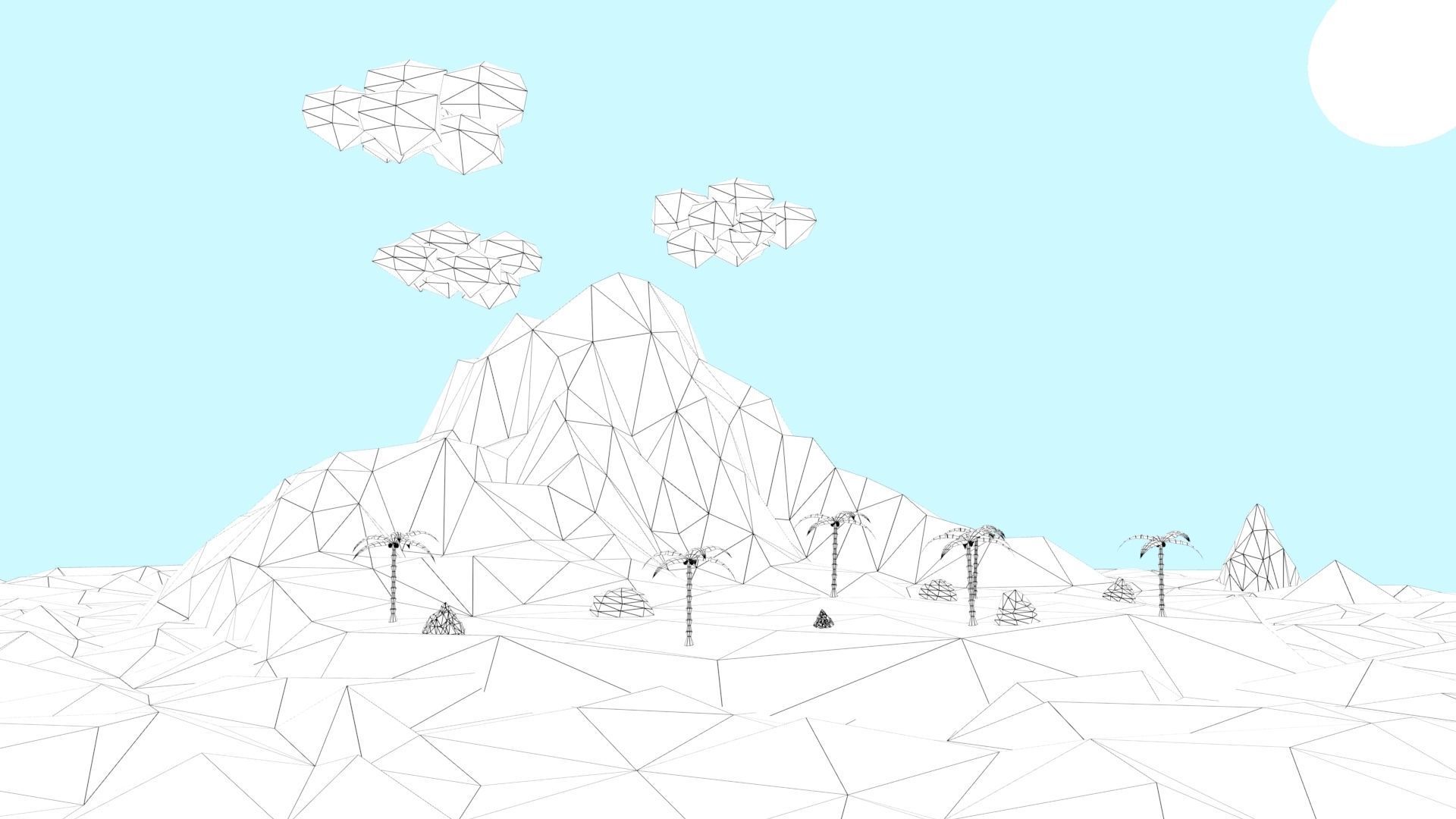 Low Poly Tropical Island Low-poly 3D model_5