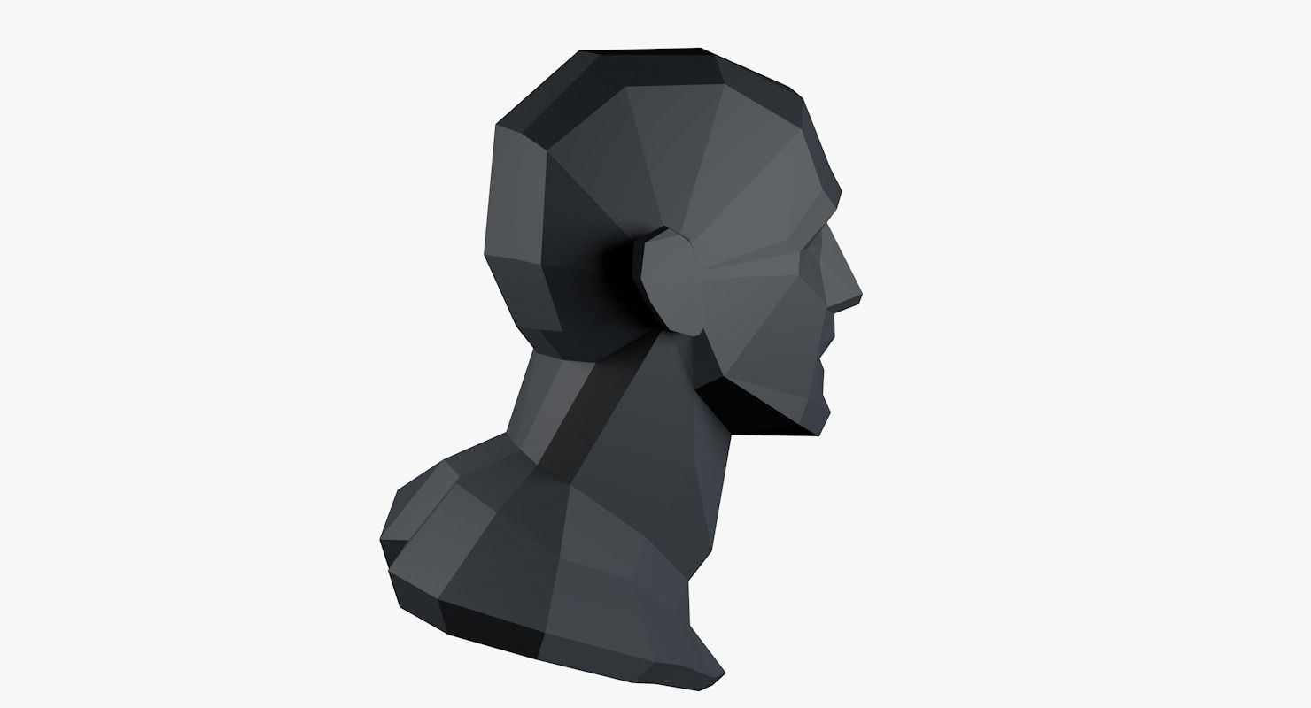 Lowpoly head Low-poly 3D model_4
