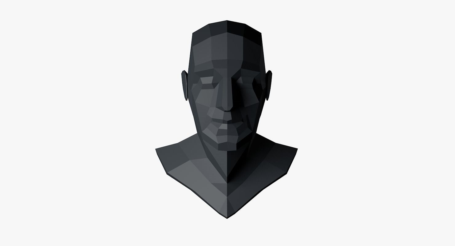 Lowpoly head Low-poly 3D model_1