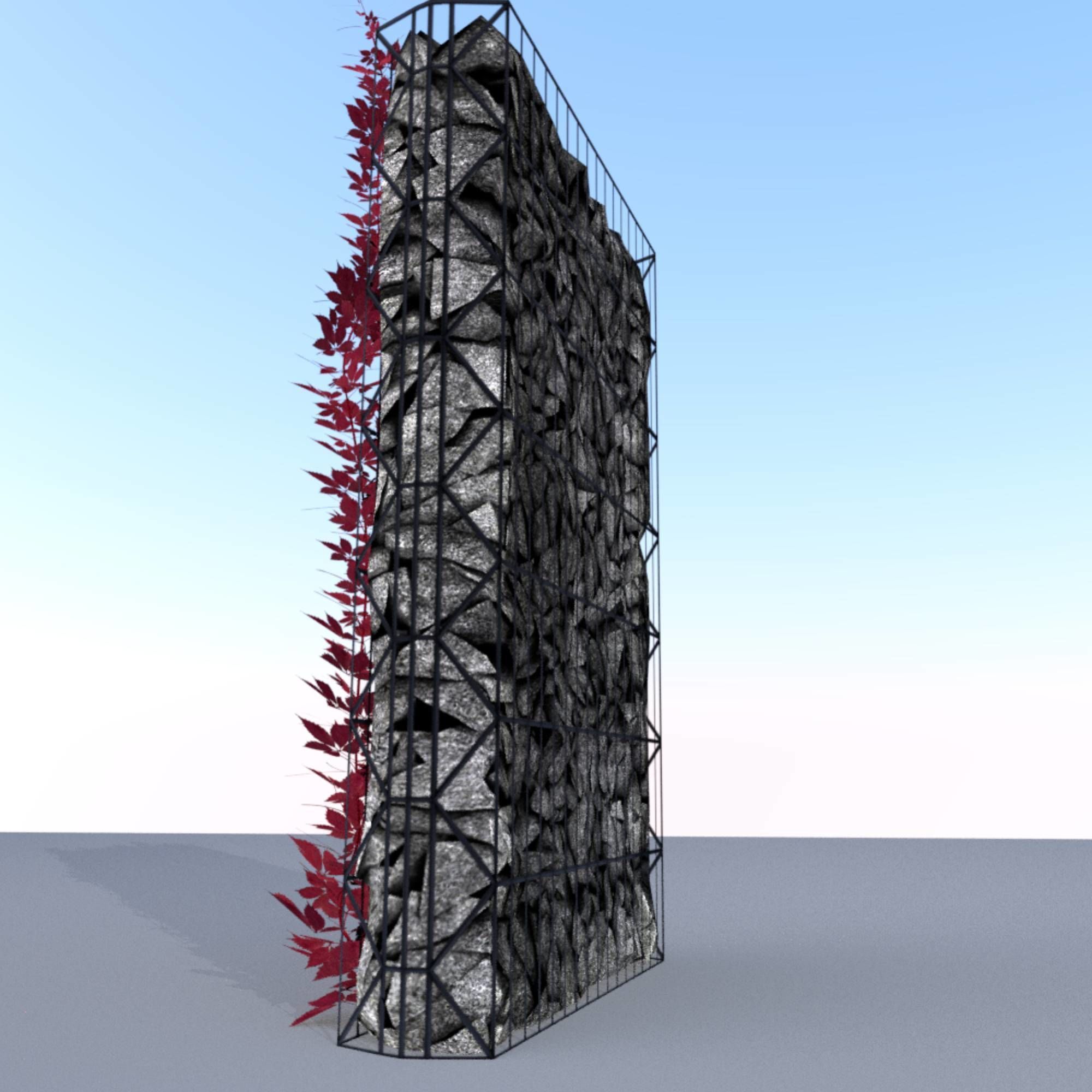 Wild Wine Vine - Autumn - on Gabion Wall - Version 1 Low-poly 3D model_26