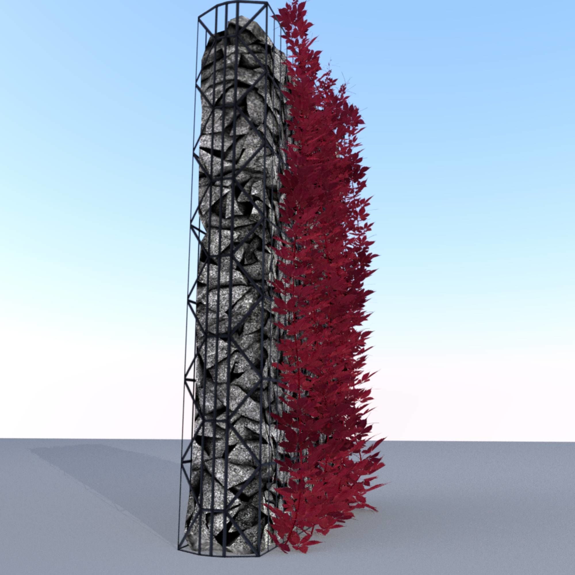 Wild Wine Vine - Autumn - on Gabion Wall - Version 1 Low-poly 3D model_13