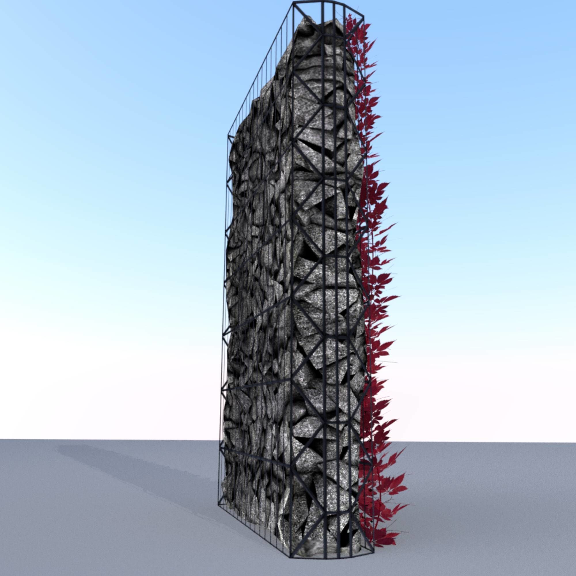 Wild Wine Vine - Autumn - on Gabion Wall - Version 1 Low-poly 3D model_14