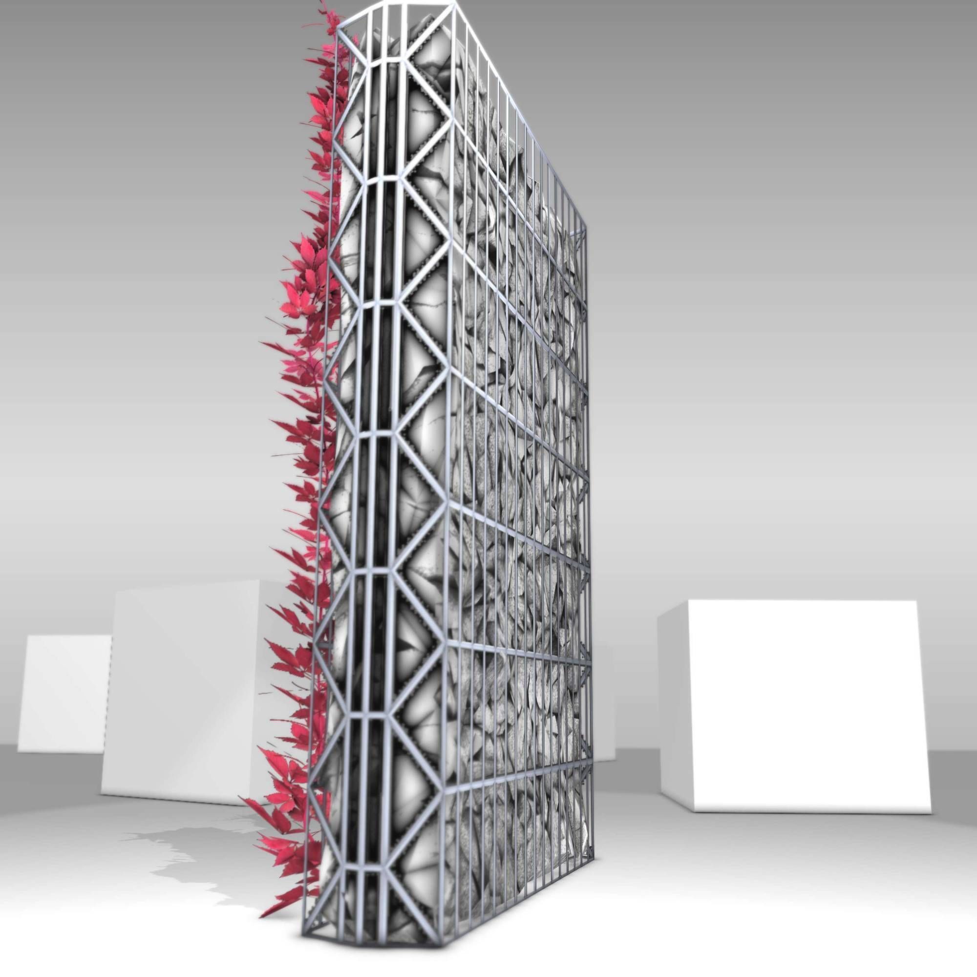 Wild Wine Vine - Autumn - on Gabion Wall - Version 1 Low-poly 3D model_28