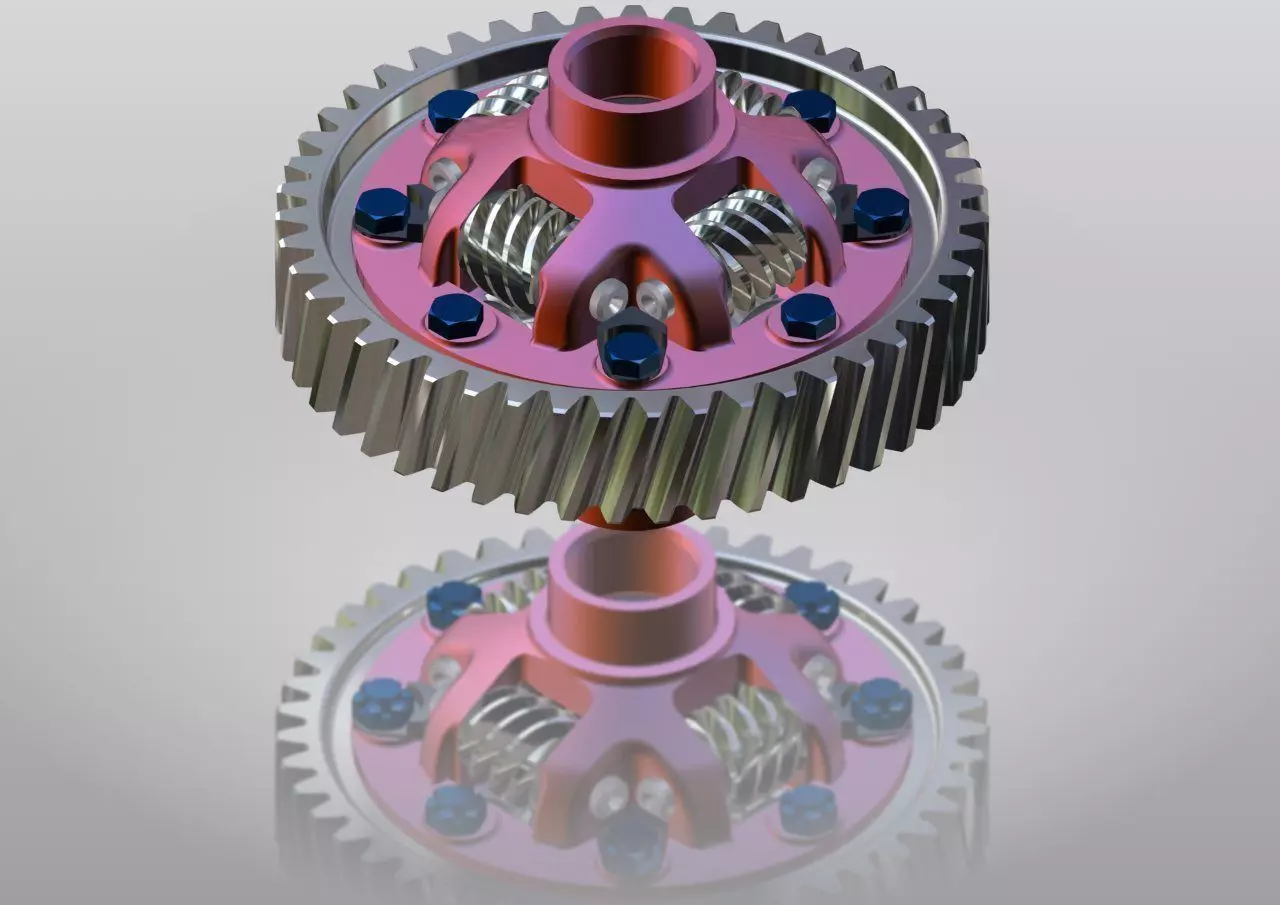 Worm and screw differential 3D model_0