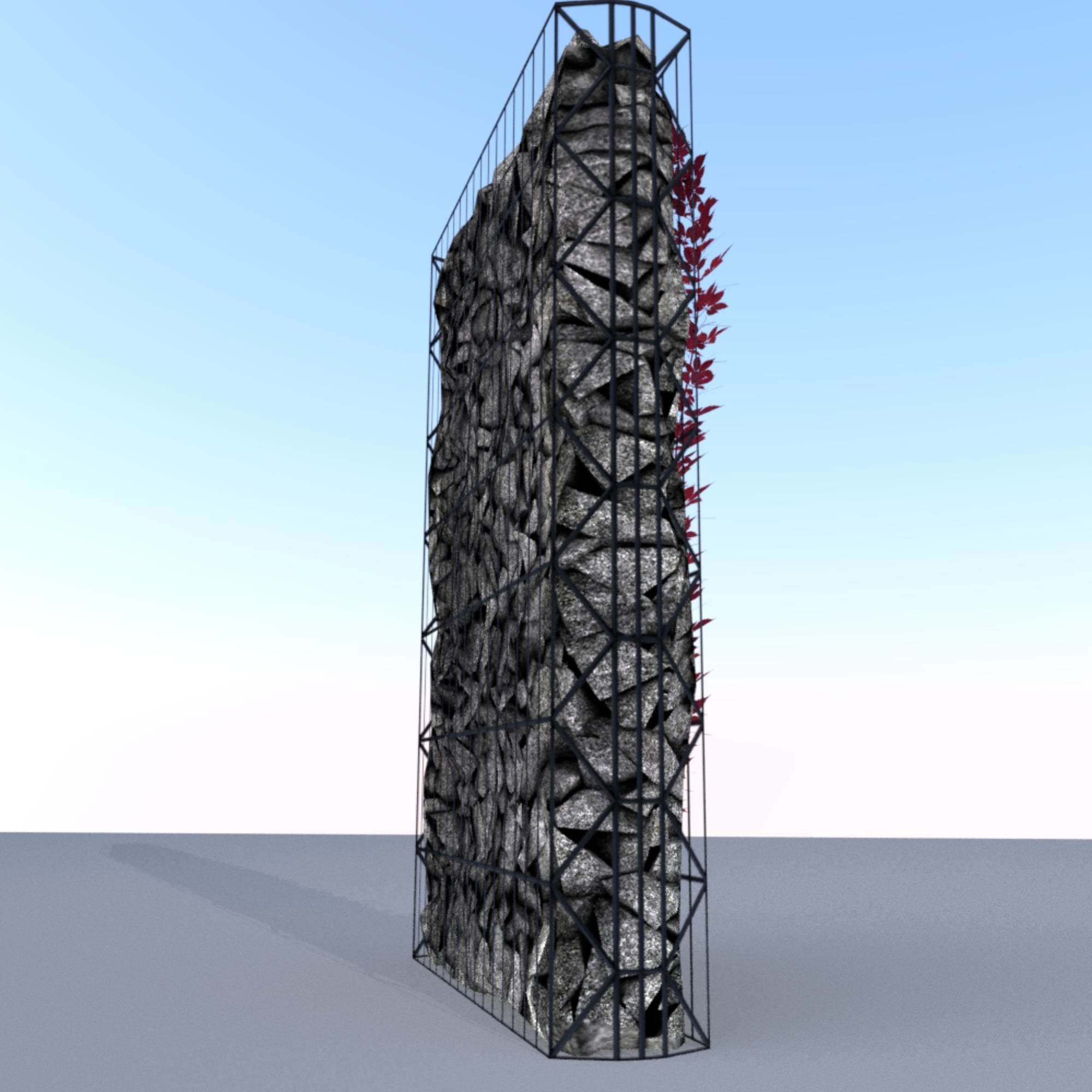 Wild Wine Vine - Autumn - on Gabion Wall - Version 2 Low-poly 3D model_10