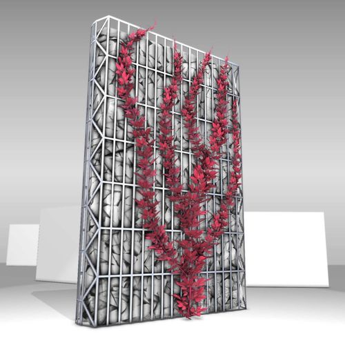 Wild Wine Vine - Autumn - on Gabion Wall - Version 2 Low-poly 3D model