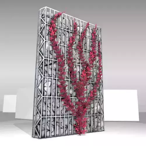 Wild Wine Vine - Autumn - on Gabion Wall - Version 2 Low-poly 3D model